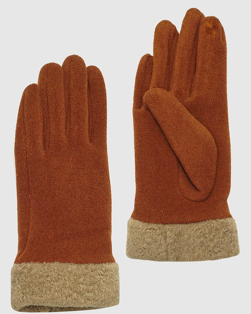Front of a size One Size Cozy And Stylish Plush Touch Sensitive Winter Gloves Brown in BROWN by Cocoboo. | dia_product_style_image_id:310618